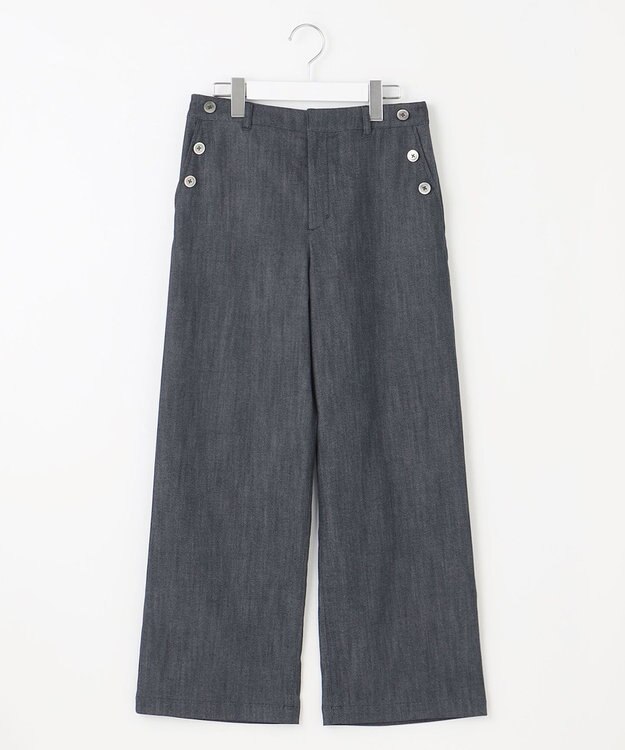 J.PRESS LADIES S 【洗える】セルロースシャンブレー ワイド パンツ ネイビー系