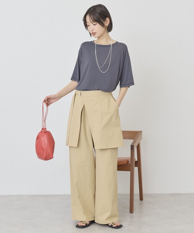 AMERICAN HOLIC 【先行予約】【マルチ機能】配色ステッチルーズTシャツ Chacoal Gray