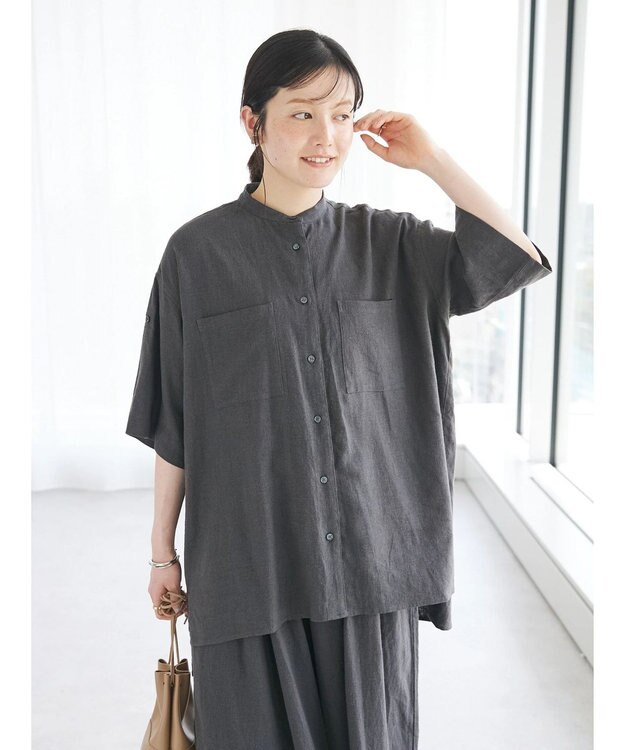 CRAFT STANDARD BOUTIQUE 【キナリノ別注】リネンレーヨンWポケットシャツ Charcoal Gray