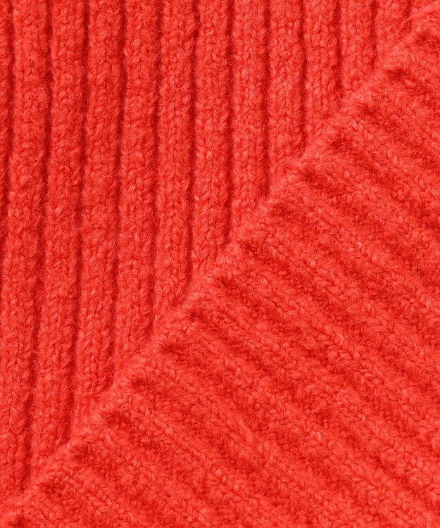 BEIGE， 【洗える】BERTAINA /  配色リンキングタートルネックニット Red Orange×Milk Tea