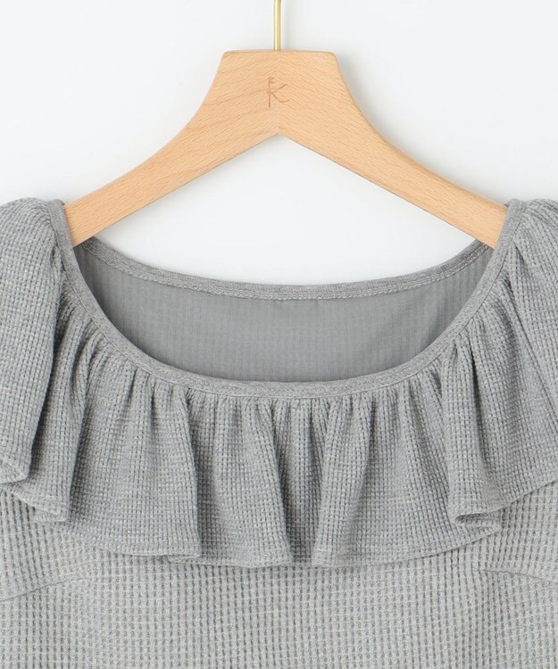 組曲 【組曲×setsuko sagittaire】カップ付きフリルTシャツ グレー系