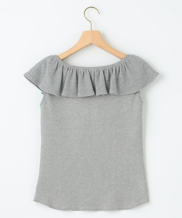 組曲 L 【組曲×setsuko sagittaire】カップ付きフリルTシャツ ライトグレー系