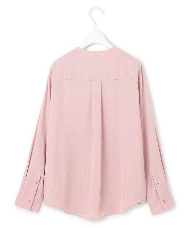 ICB L 【WEB限定・UVケア・速乾・洗える】BackSatinAmunzen キーネックブラウス ヘイズピンク系