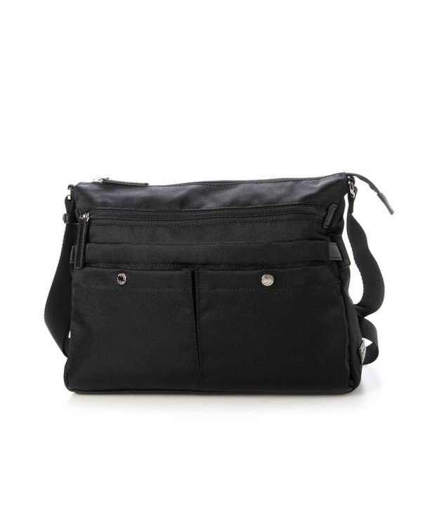 LA BAGAGERIE フロントポケット　スクエアナイロンショルダー　Mサイズ ブラック