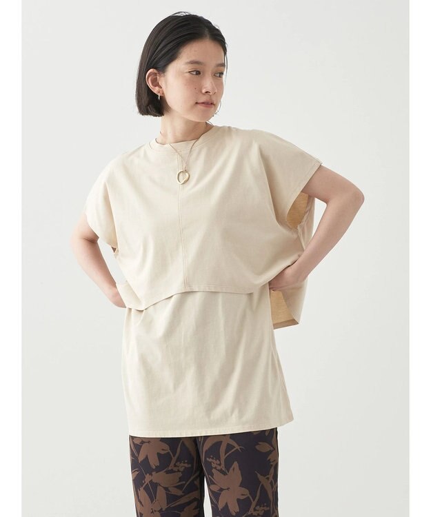 AMERICAN HOLIC レイヤードフレンチスリーブカットチュニック Ivory