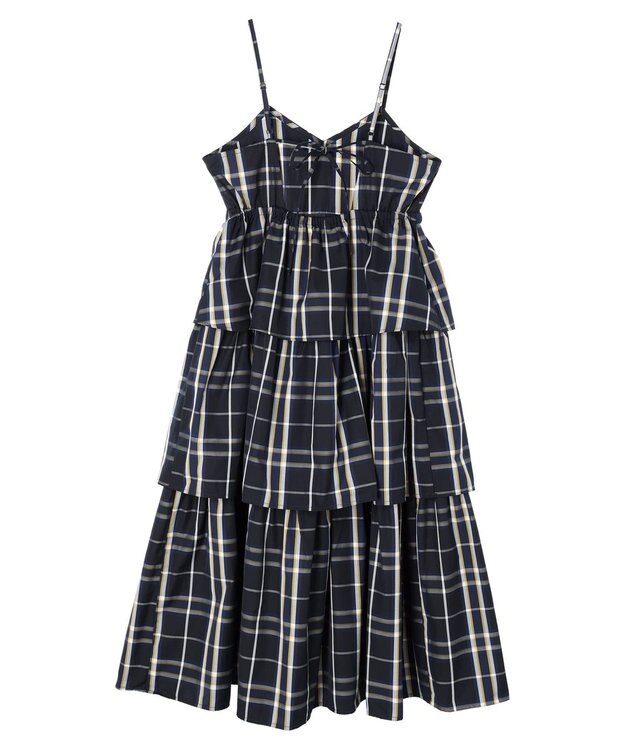 Green Parks ・ＳＵＧＡＲ　ＳＰＯＯＮ　チェックラッフルキャミワンピース Navy