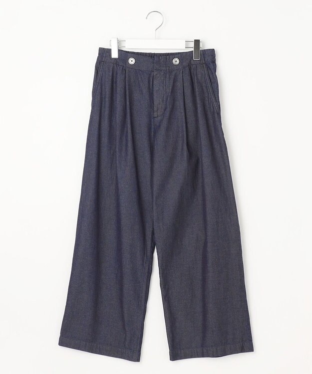 J.PRESS LADIES L 【洗える】5ozバージラコンパクト ワイド パンツ ネイビー系