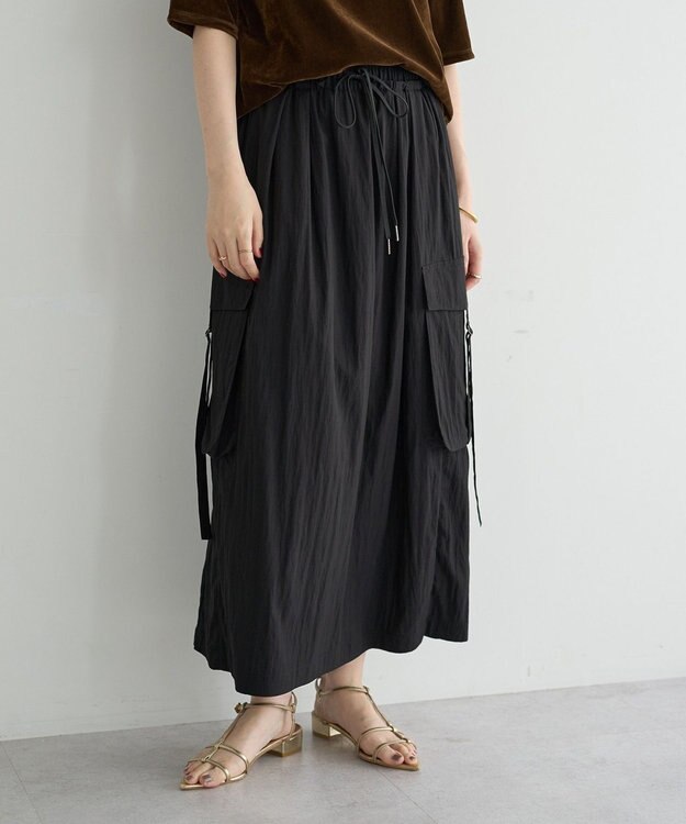 YECCA VECCA 【UVカット/接触冷感/遮熱】COOLカーゴロングスカート Charcoal Gray
