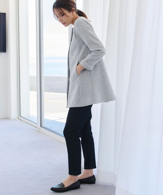 Tiaclasse L 【洗える】ダンボールフレアコート グレー