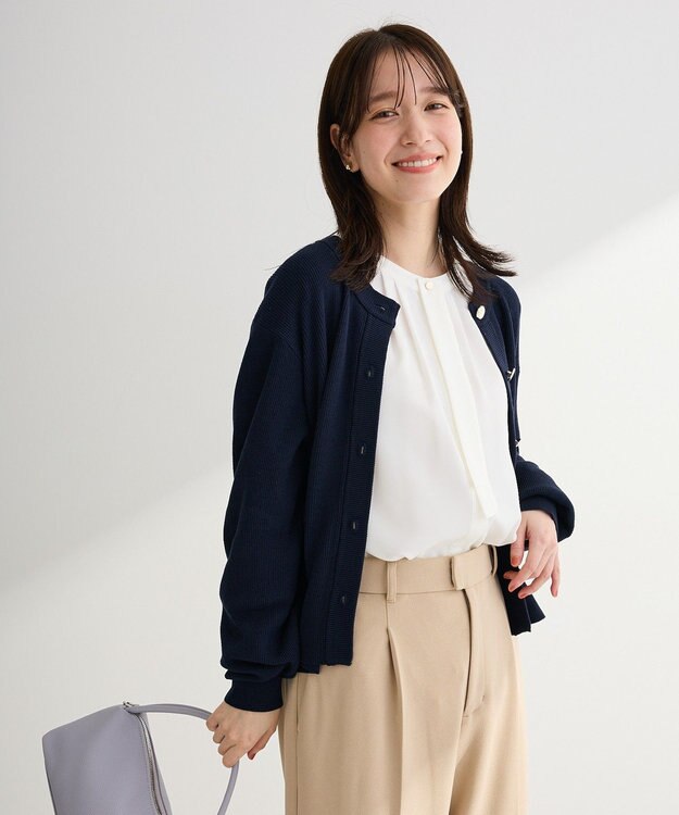 Green Parks アンチピリング金ボタンニットカーディガン Navy