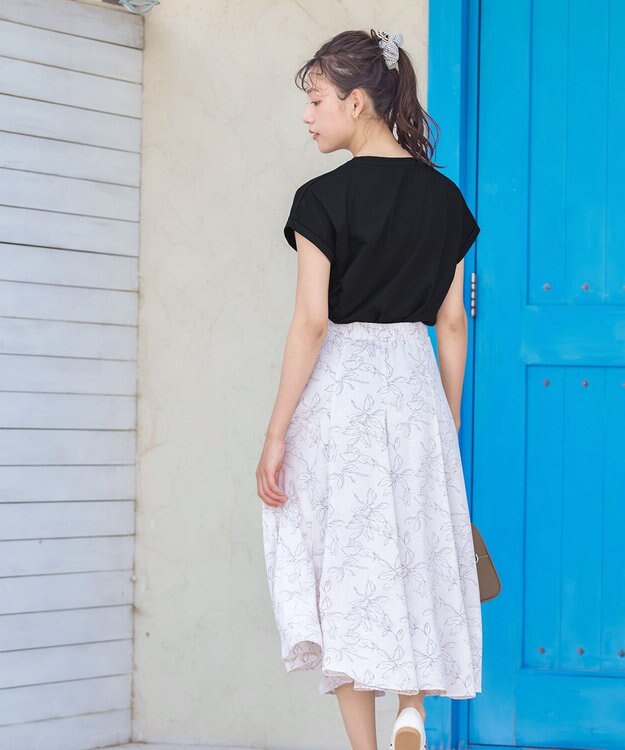 Tiaclasse 【洗える】立体刺繍ロゴTシャツカットソー ブラック