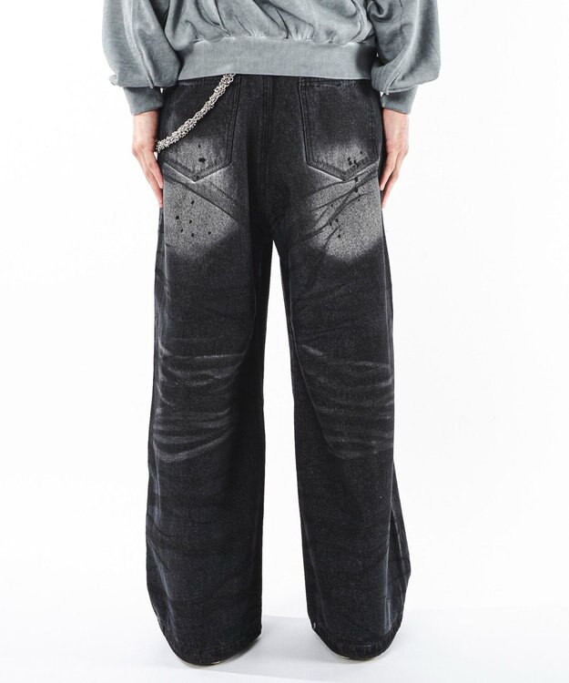 WEGO 【ユニセックス着用ITEM】スーパーバギーダーティデニムパンツ デニムブラックソノタ