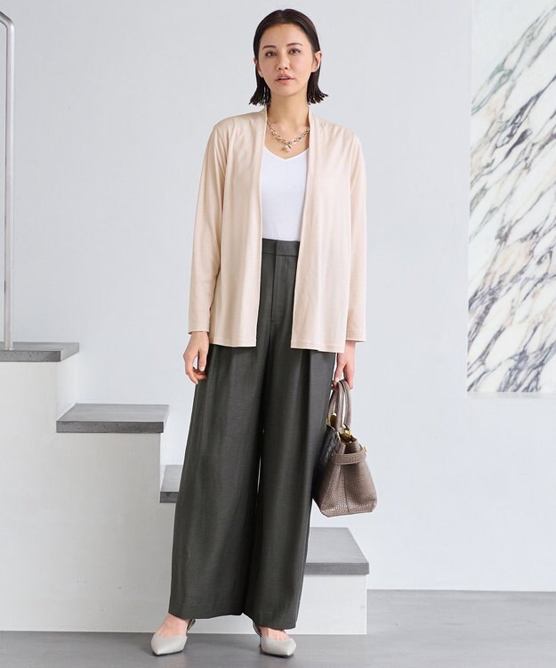 自由区 【好評につき新色追加・接触冷感・UVカット・洗える・XSサイズあり】ハンディカーディガン ミドル丈 ローズ系