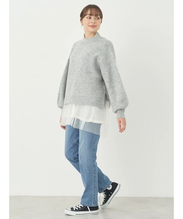 earth music&ecology ＦＬＵＦＦＹハイネックプルオーバー Light Gray Mixture