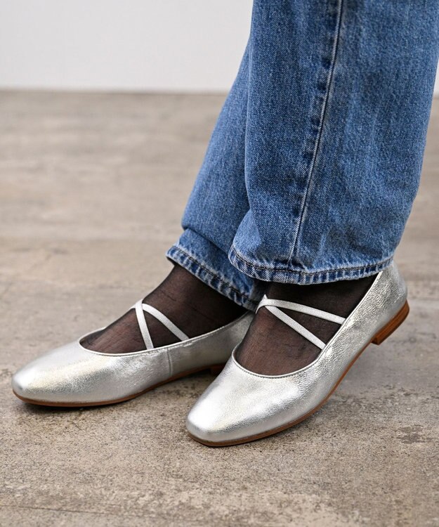 APOM クロスストラップバレリーナ15 シルバー