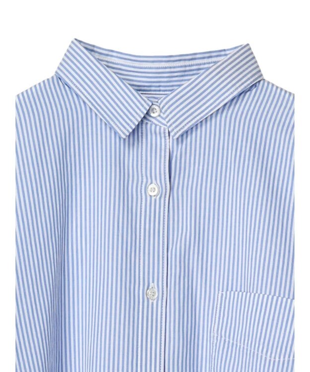 AMERICAN HOLIC ＵＶカット加工バックタックシャツチュニック Stripe Sax