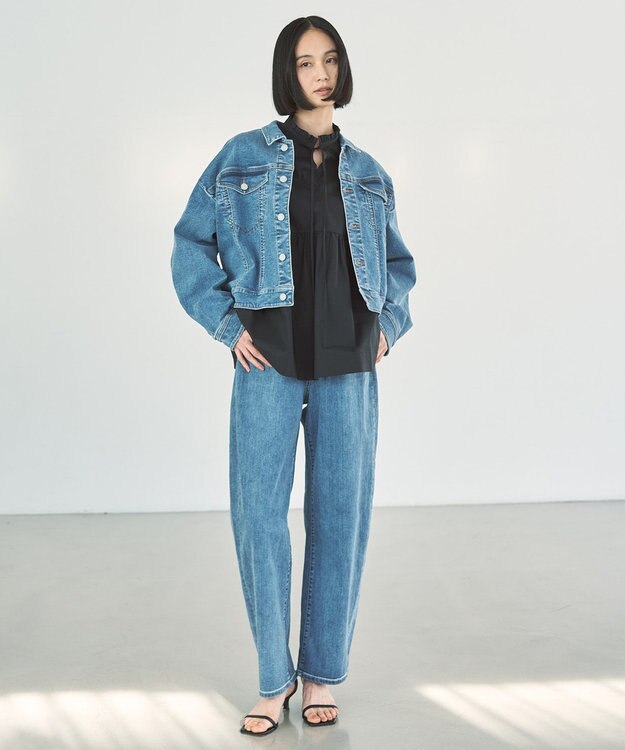 UNFILO 【UNFILO DENIM】撥水 カーブワイドデニム ミッドブルー