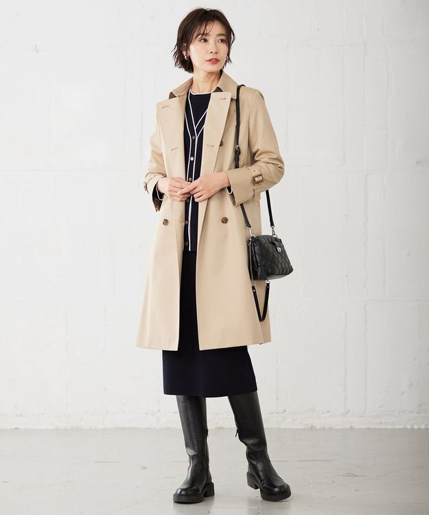 J.PRESS LADIES 【洗える】 レーヨンストレッチフルニードル ニット ネイビー系