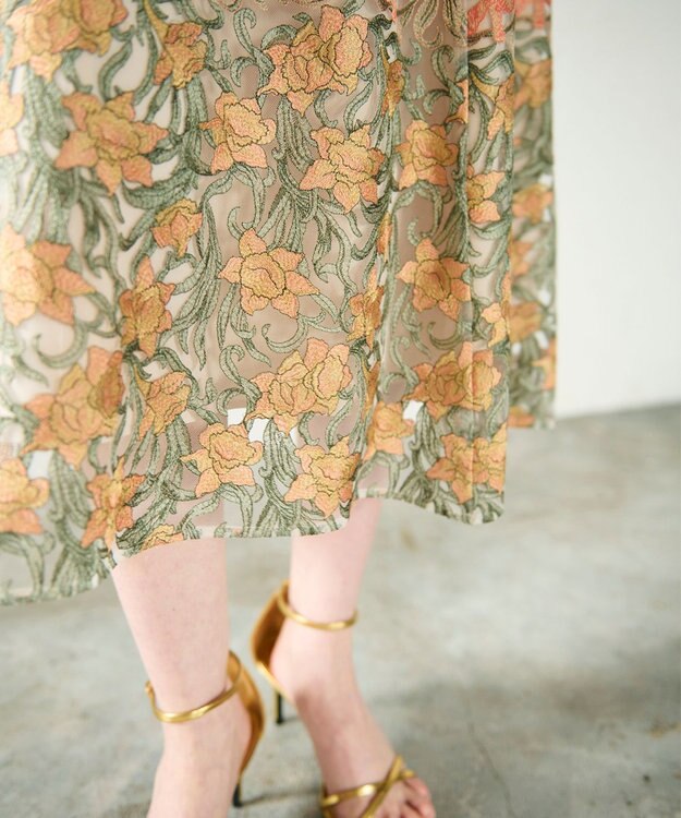 GRACE CONTINENTAL サラサオーナメントドレス オレンジ