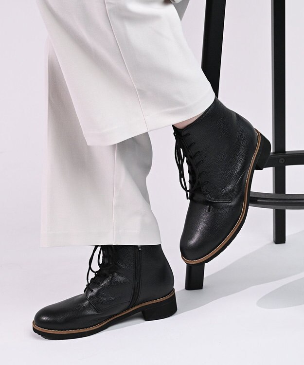 Pointer 本革レースアップブーツ ブラック