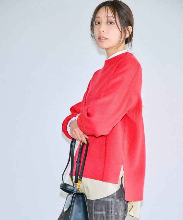 ANY SIS S ラインポイント ニット コーラル