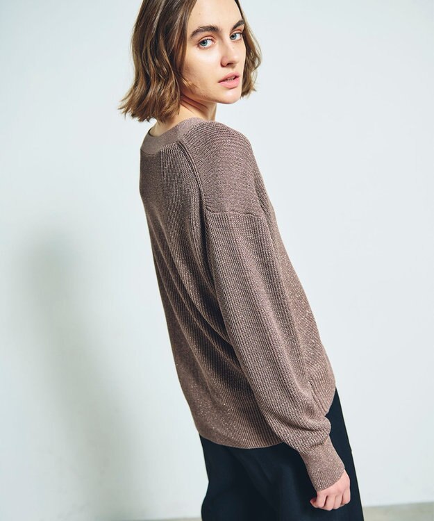 GRACE CONTINENTAL ラメニットカーディガン グレー