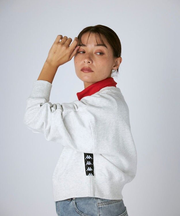 OP／FILA 【Kappa】ショート丈 ドロップショルダー 裏毛スウェット ライトグレー