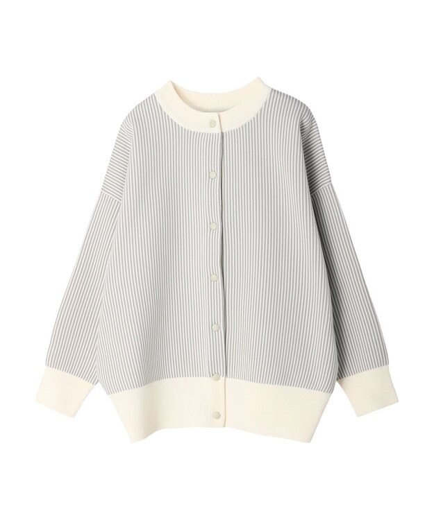 Green Parks ストライプＪＱカーディガン Gray