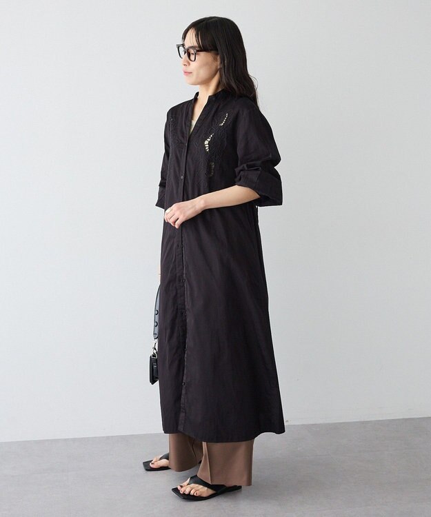 CRAFT STANDARD BOUTIQUE インド製 カットワークシシュウワンピース Black