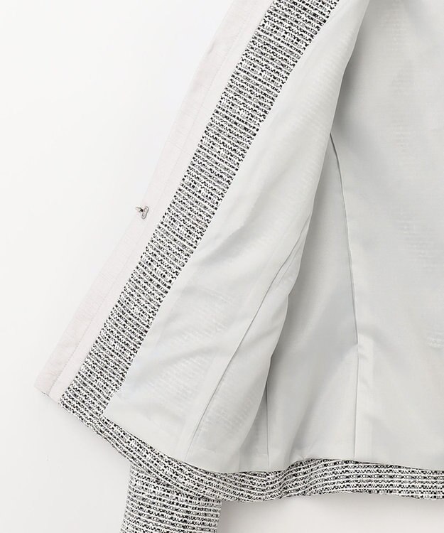 23区 【セットアップ対応】ライトシャインツイード ノーカラー ジャケット ブラック系