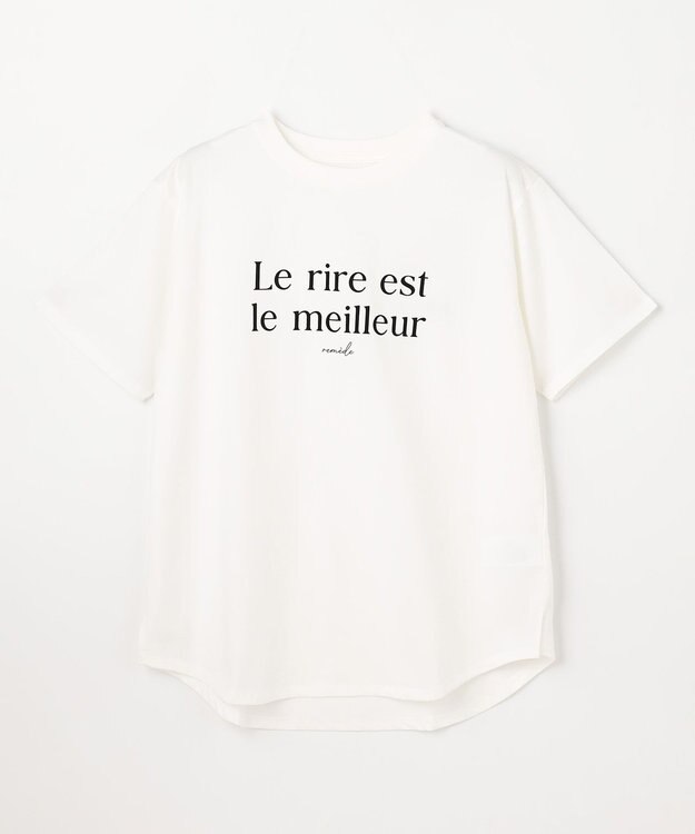 ANY アソートロゴラウンドヘムTシャツ ホワイト×フロッキーロゴ