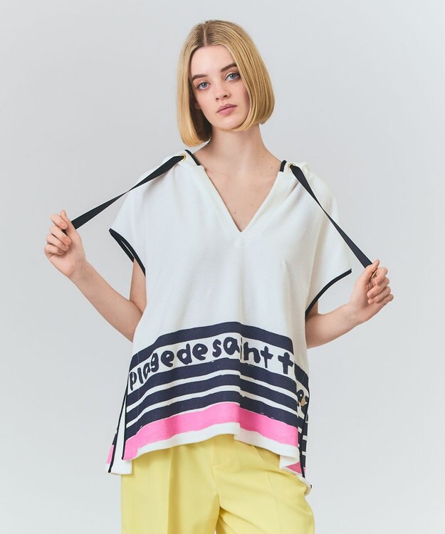 GRACE CONTINENTAL パイルポンチョフーディ ホワイト