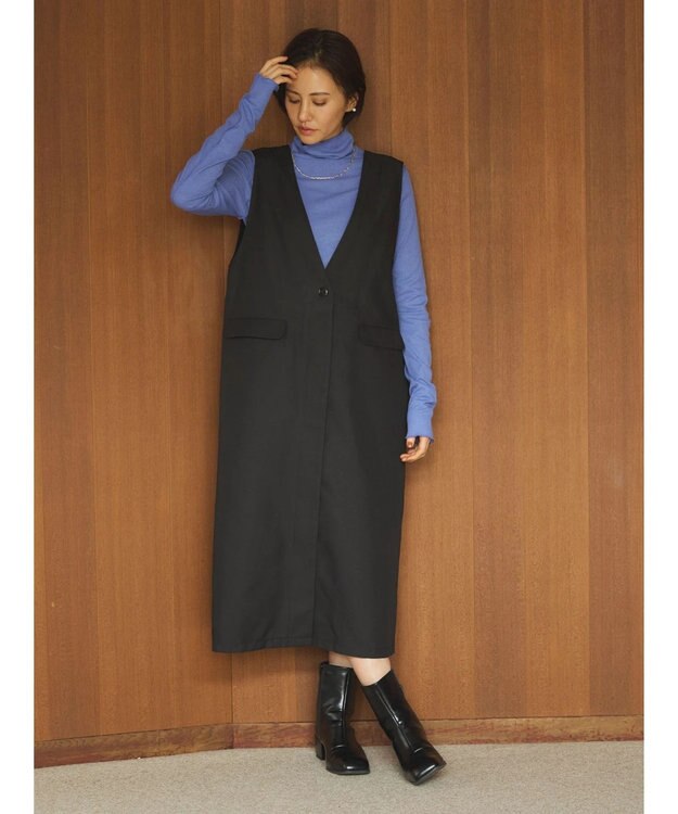 Green Parks ジレにもなる２ｗａｙＶネックジャンスカ Black