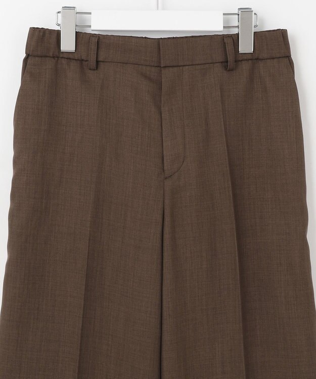 自由区 【接触冷感・速乾・UVカット・撥水・防シワ】リネンライクツイル ワイドストレート ダークブラウン系