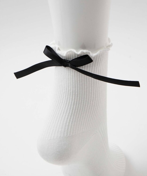 WEGO バックリボンクルーソックス ホワイト