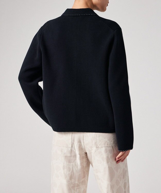 Paul Smith コントラストステッチ ミラノリブ ニットブルゾン ネイビー