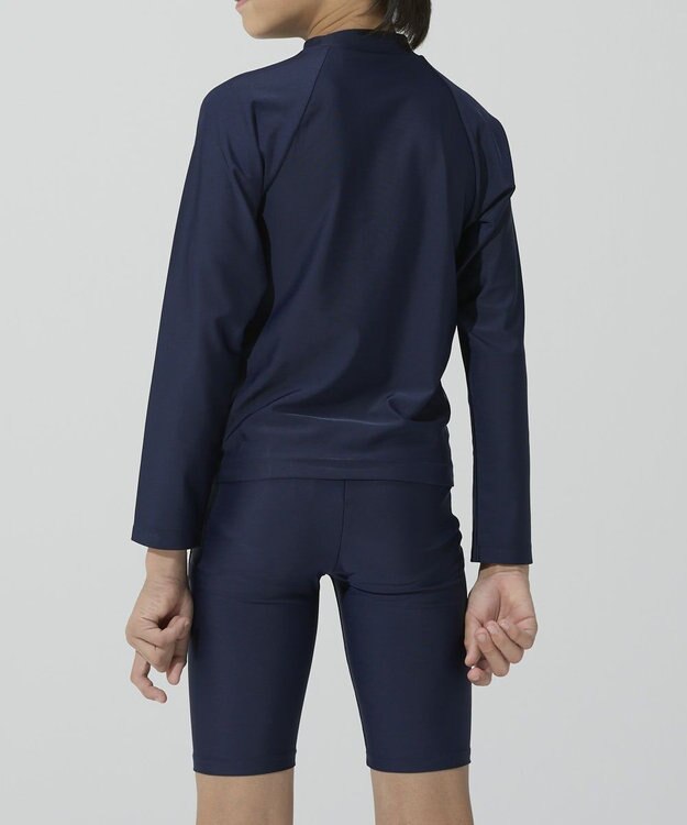 BEAMS SCHOOL 長袖被りラッシュガード ネイビー×ブラック