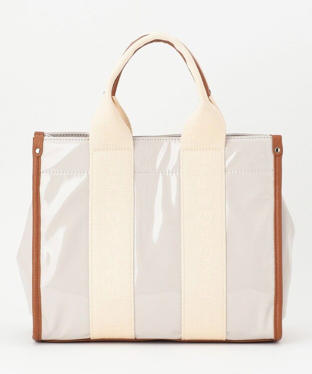 LA BAGAGERIE ソフトエナメル　ロゴテープ2WAYトートバッグ　Mサイズ アイボリー