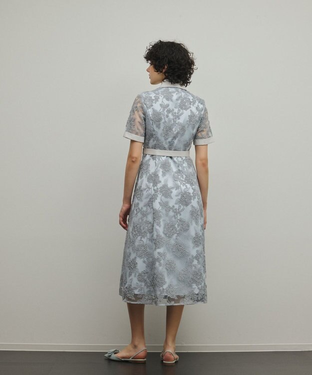 GRACE CONTINENTAL フラワーコード刺繍ワンピース グレー