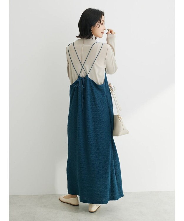 Green Parks 表面カット細ひもキャミワンピース Navy