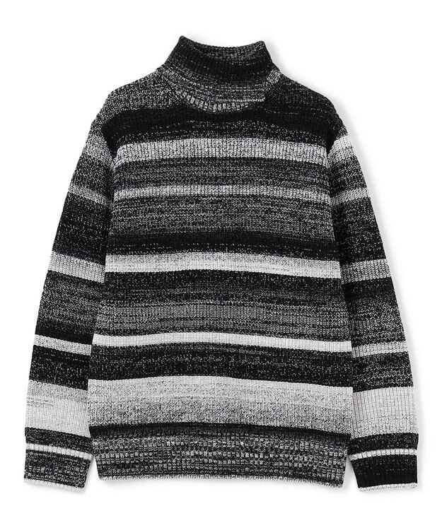 JOSEPH HOMME 【LEON 2月号掲載】グラデーションボーダー　タートルネックニット ブラック系2