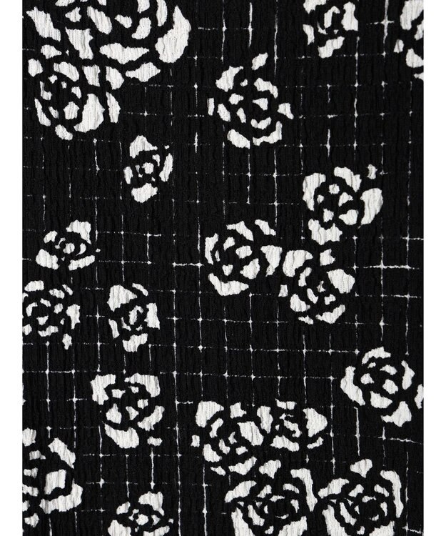 Green Parks ■ＥＳＣＡＲ　ボトルネッククレープカットプルオーバー Flower Black