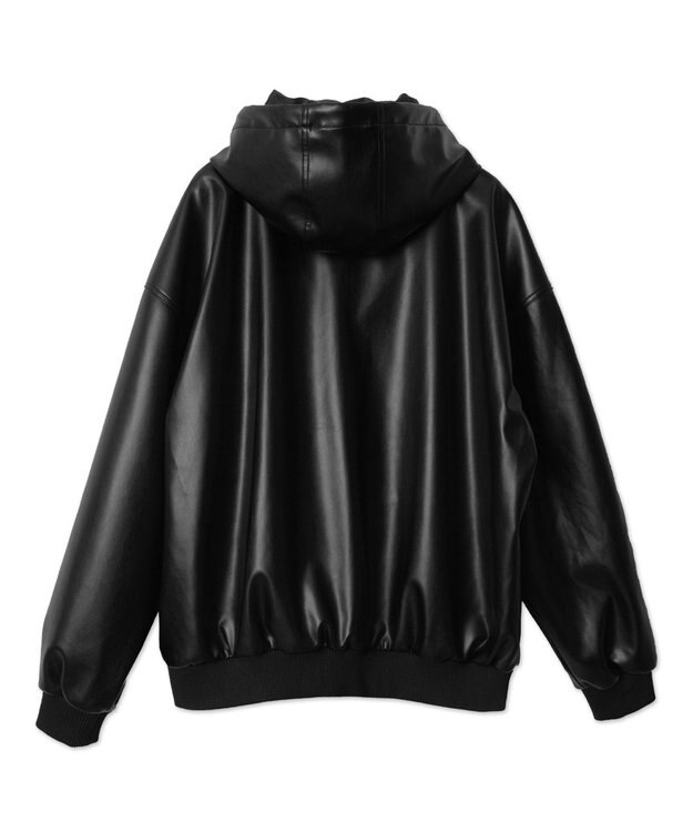 WEGO エコレザーフードブルゾン ブラック