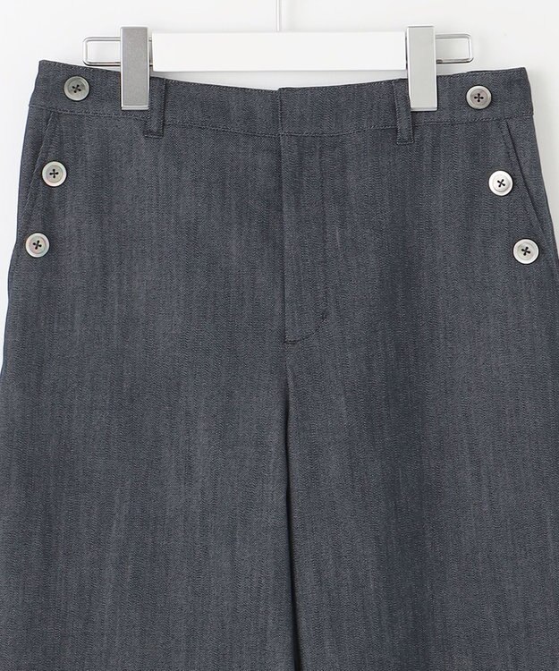J.PRESS LADIES S 【洗える】セルロースシャンブレー ワイド パンツ ネイビー系