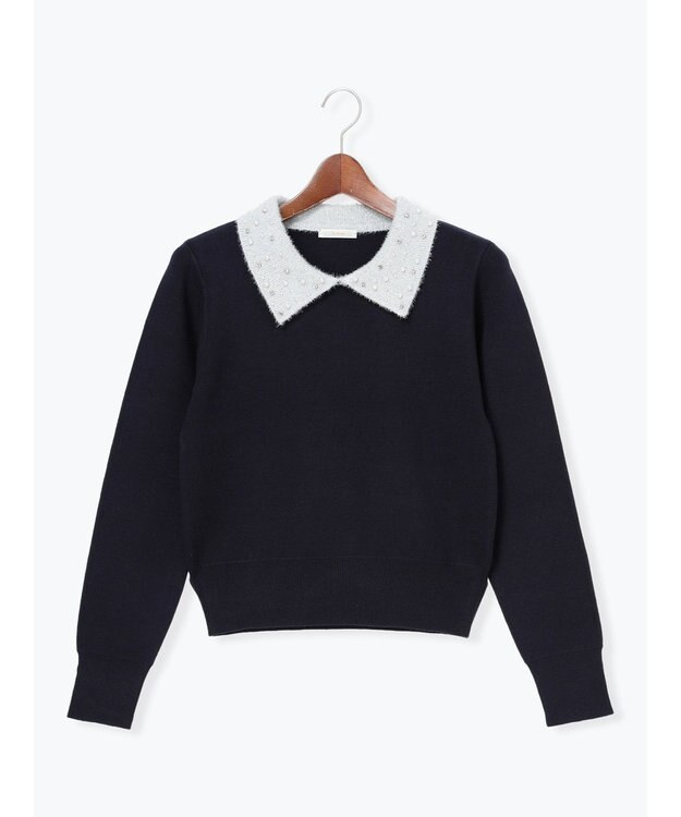 Te chichi ラメフェザーデコラカラーニット ブラック