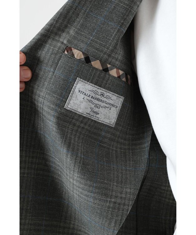 DAKS グレンチェックカーキジャケット グレー