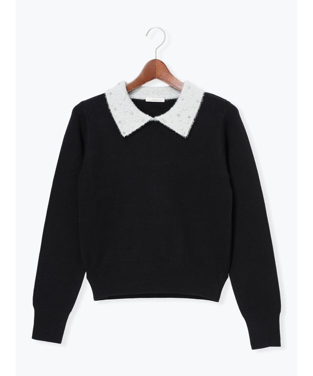 Te chichi ラメフェザーデコラカラーニット ブラック