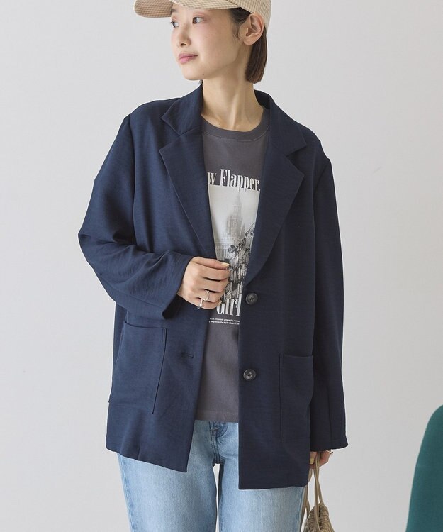 AMERICAN HOLIC リネンライクオーバーサイズジャケット Dark Navy