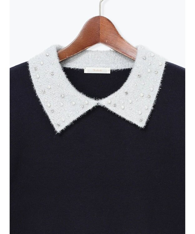 Te chichi ラメフェザーデコラカラーニット ブラック