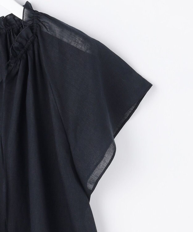 自由区 【WEB限定カラーあり】シアーラミーローンフリルデティール ブラウス ネイビー